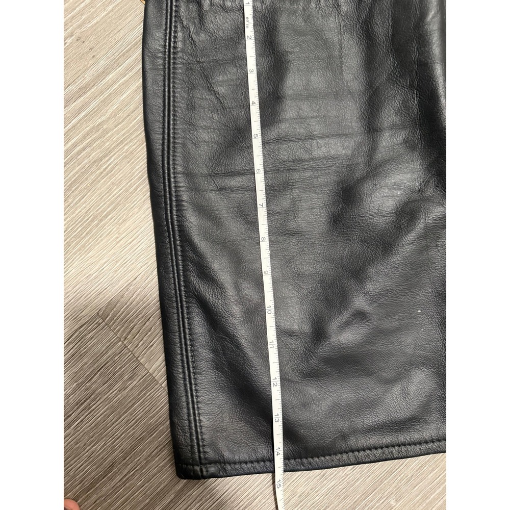 Vintage Genuine Leather Mini Skirt Black Soft‎ Leather Back Zip 28" Waist - Picture 7 of 7